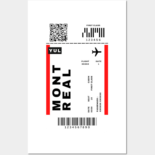 Montreal Boarding Pass Québec Canada YUL Destination Ticket Wall Art by Saraahdesign